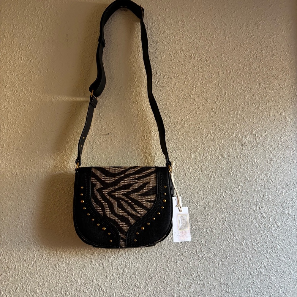 Jessica Simpson Black and Brown Zebra Crossbody - Picture 1 of 13